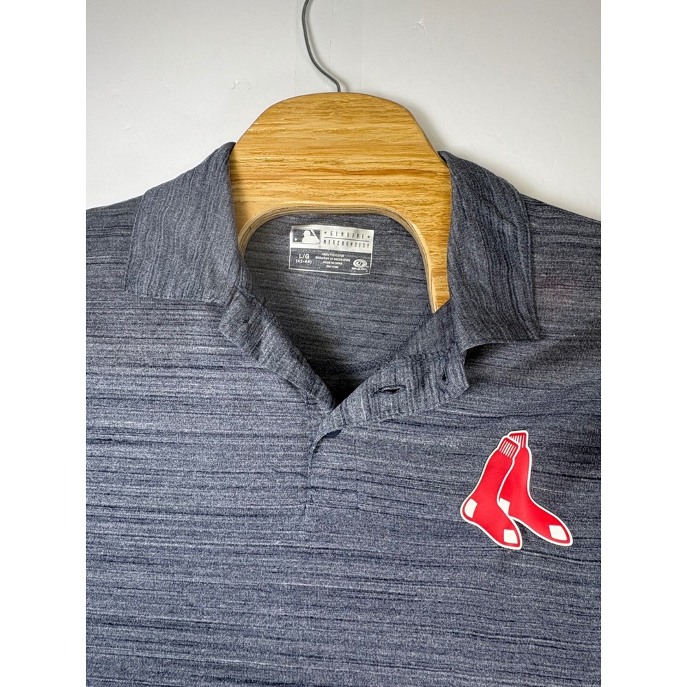 Boston Red Sox Shirt Mens Sz L Large Grey Striped Short Sleeve True Fan‎ Sock